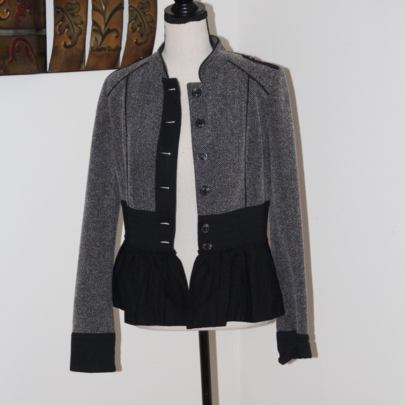 Anthropologie Daughters Of The Liberation Herringbone Peplum Fitted Jacket - Picture 6 of 14